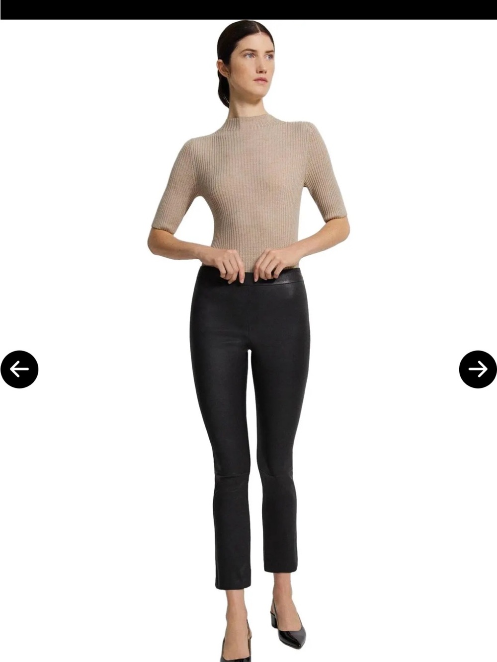 Theory Black Ankle Slim Kick Leather Pants